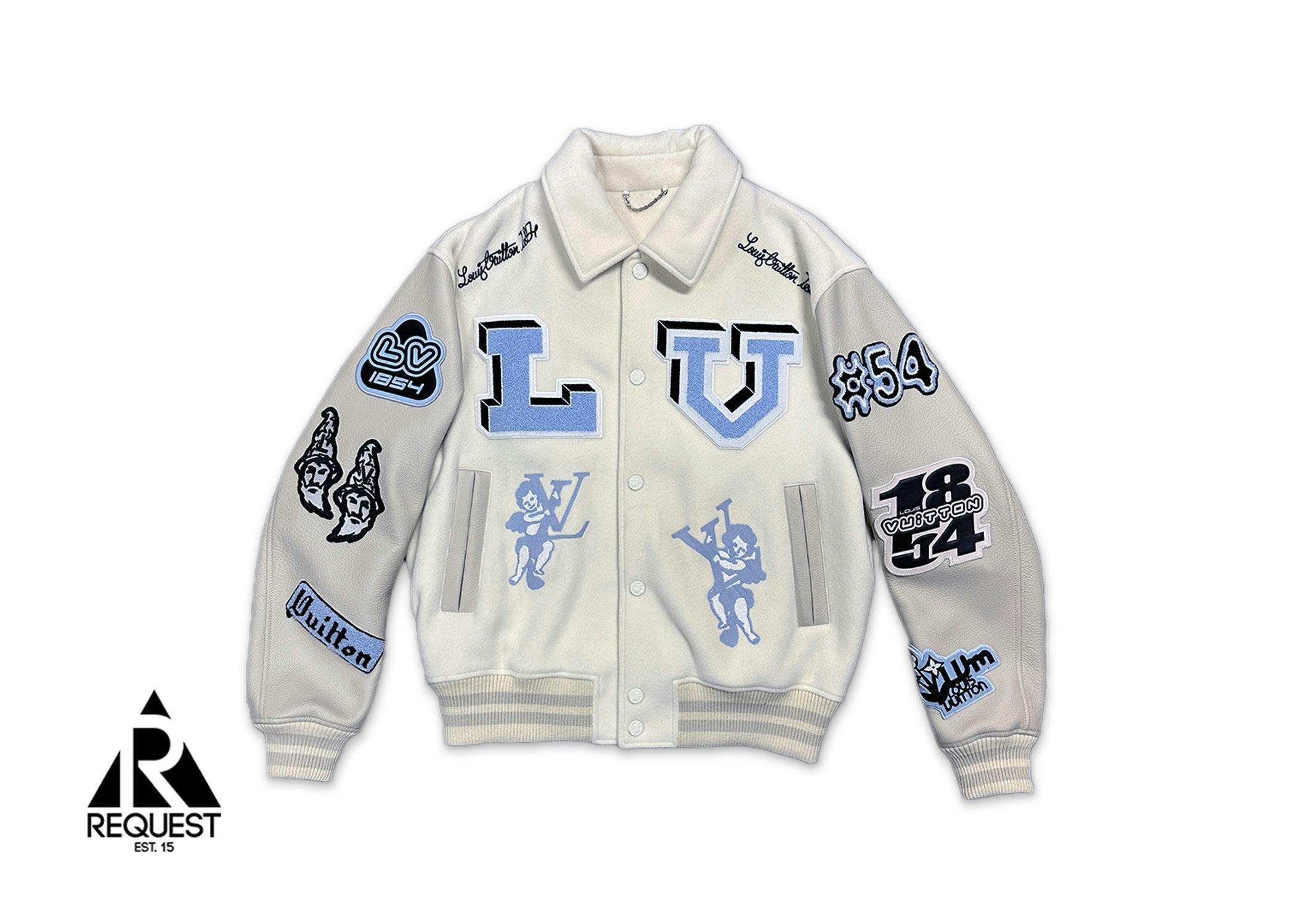 Louis Vuitton, Bunny Multi Patch Leather Varsity Jacket "Milky White"