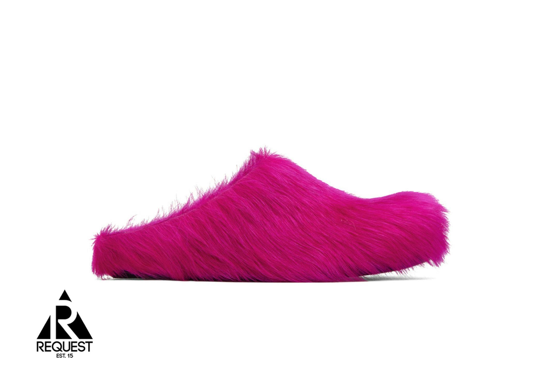 Marni Calf Hair Fussbett Sabot Slipper "Fuchsia"